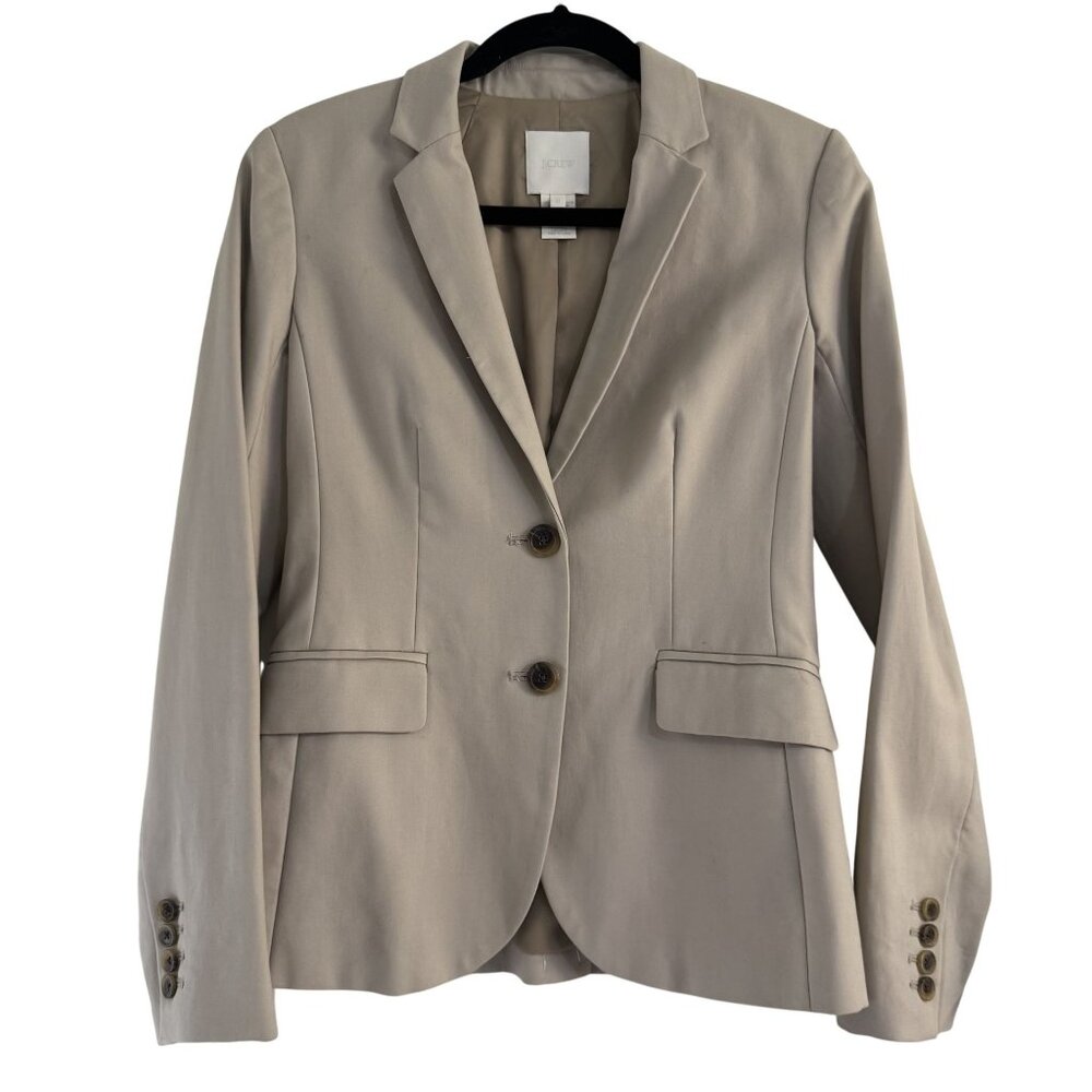 J. Crew Womens Beige Long Sleeve Lapel Collar Button front Blazer Suit Jacket 0 - Picture 1 of 7